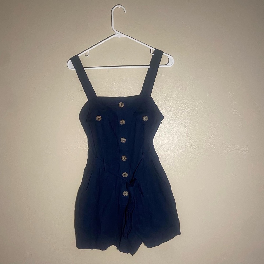 Navy Blue front tied Romper